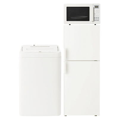 冷蔵庫と洗濯機と電子レンジの家電セット